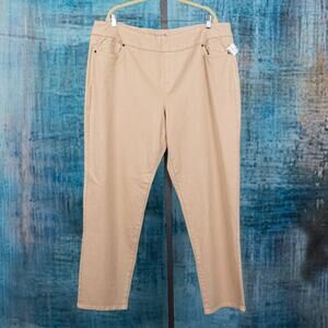 Coldwater Creek WonderSoft Knit Denim Pants Size 20W Pull-On Comfort Jeans Tan